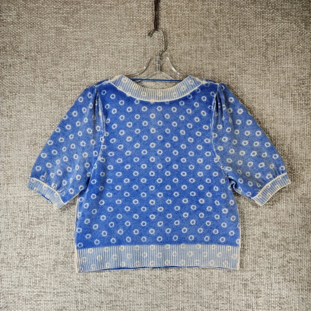 Free People Isla Cardigan Sweater Womens S Blue Cashmere Wool Short Sleeve